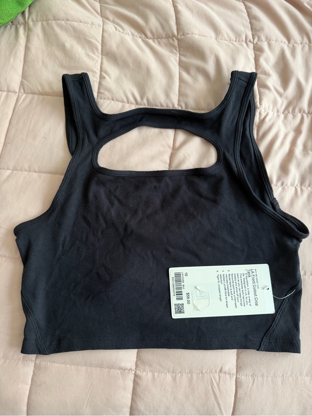 lululemon Black Ribbed Cutout Crop Tank Top - Women